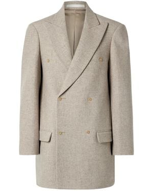 Carven Double-Breasted Wool Blazer - Natural