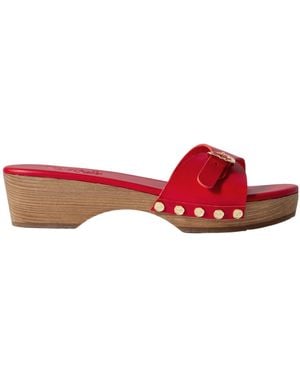 Ancient Greek Sandals Omonia Studded Leather Clogs - Red