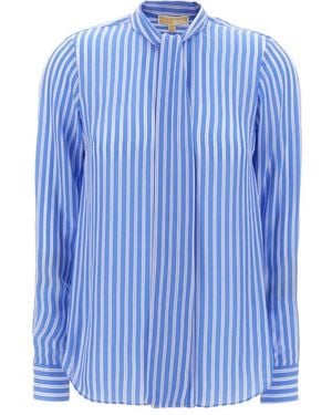 Michael Kors Silk Blend Printed Blouse - Blue