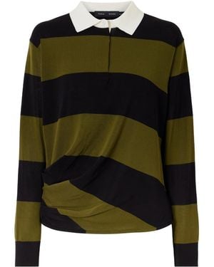 Proenza Schouler Corinna Striped Cotton-Knit Polo Shirt - Black