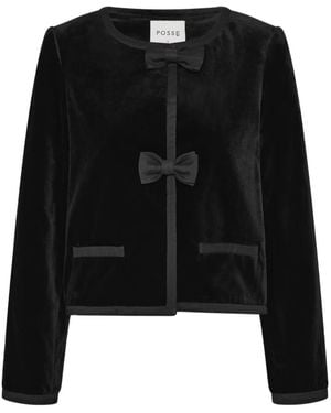 Posse Quincy Velvet Bow Jacket - Black