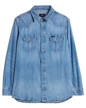 7 For All Mankind Western Denim Shirt - Blue
