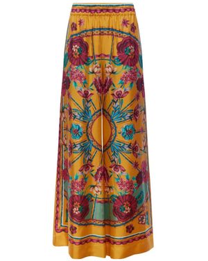 La DoubleJ Graphic-Print Silk Palazzo Trousers - Orange