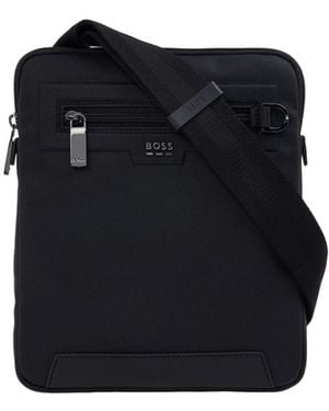 BOSS Logo-Plaque Messenger Bag - Black
