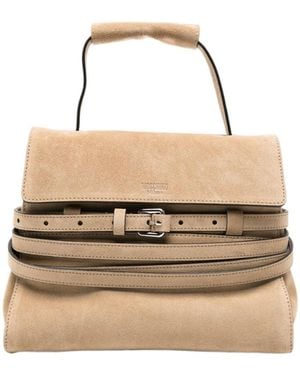 Moschino Buckle-Detail Suede Tote Bag - Natural