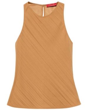 MAX&Co. Crinkled Envers-Satin Top - Brown