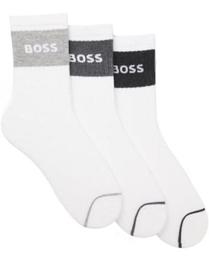 BOSS Minimalist Design Short Socks - White