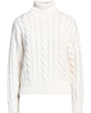 Brunello Cucinelli Long-Sleeve Cable Knit Turtleneck Sweater - White