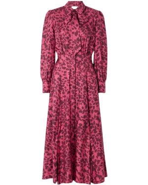 Gabriela Hearst Phelan Pussy-Bow Printed Silk-Twill Midi Dress - Red
