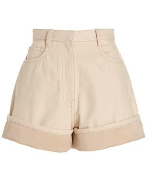 Prada Logo Denim Shorts - Natural
