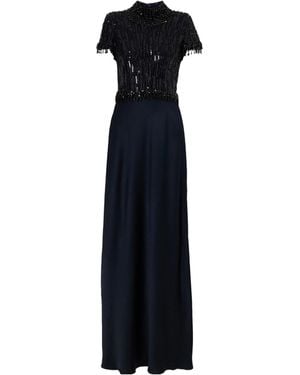 Jenny Packham Beaded Satin Gown - Black