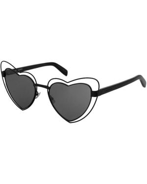 Saint Laurent Heart-Shaped Lens Sunglasses - Metallic