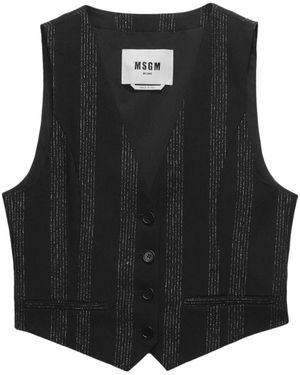MSGM Striped Single-Breasted Gilet - Black