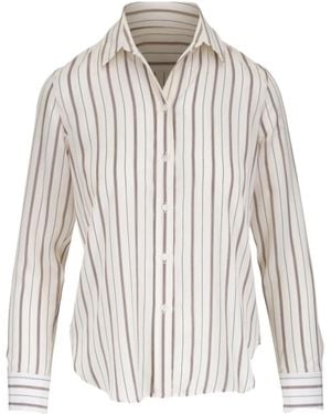 Nili Lotan Gaia Long-Sleeve Striped Shirt - White