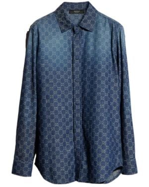 Gucci Gg Chambray Denim Shirt - Blue