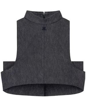 Courreges Courrèges Mockneck Denim Top - Black