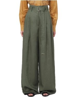 Max Mara Belted Wide-Leg Trousers - Green