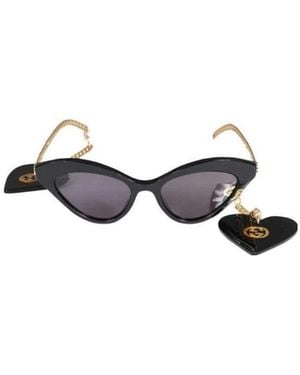 Gucci Eyewear Cat-Eye Frame Pendant Detail Sunglasses - White