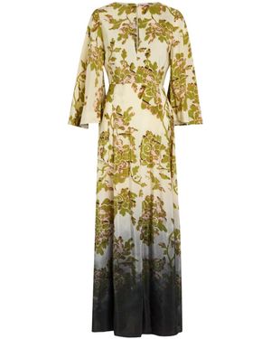 La DoubleJ Belle Kaftan Printed Silk Maxi Dress - Metallic
