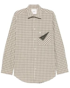 Nanushka Check-Print Chest-Pocket Shirt - Natural