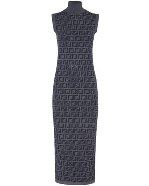 Fendi Ff Motif Sleeveless Maxi Dress - Blue
