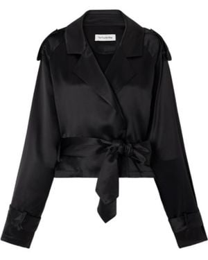 Frankie Shop Simona Satin Belted Blouse - Black