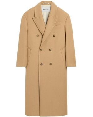 Ami Paris Double-Breasted Mid-Length Coat - Natural