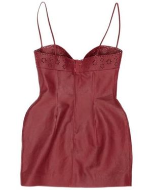Magda Butrym Floral Detailing Leather Mini Dress - Red