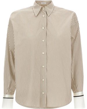 Brunello Cucinelli Collared Long-Sleeve Shirt - Natural