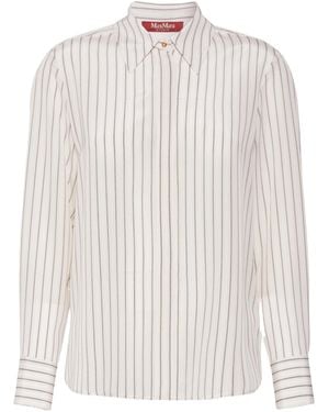 Max Mara Printed Silk Shirt - White