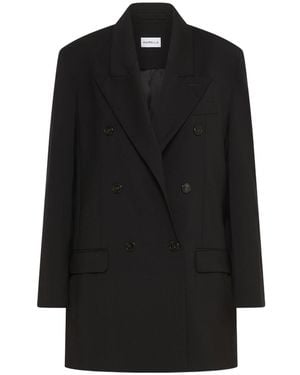 Marella Double-Breasted Pure Wool Blazer - Black