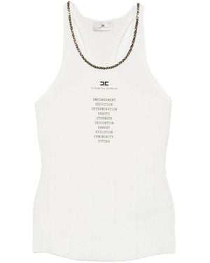 Elisabetta Franchi Chain-Trim Printed Tank Top - White
