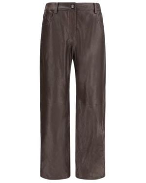 Magda Butrym Leather Straight-Leg Trousers - Brown