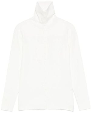 TOTEME Totême Buttoned High-Neck Knitted Cardigan - White