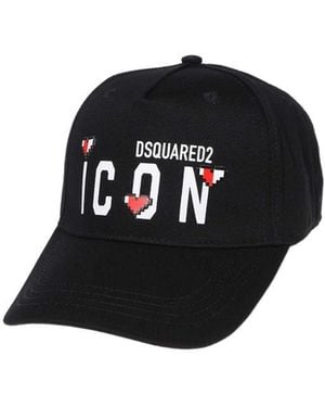 DSquared² Logo Printed Curved Peak Baseball Cap - Black