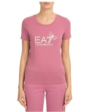EA7 Round-Necked Logo T-Shirt - Pink