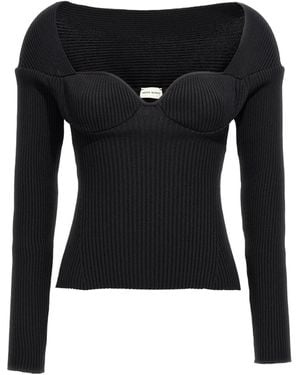 Magda Butrym Rib-Knit Bustier Top - Black