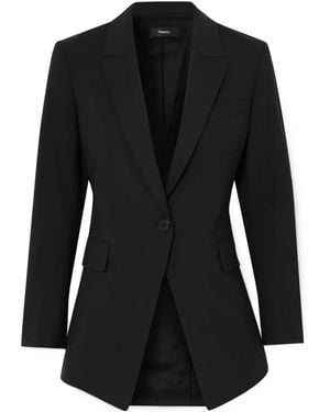 Theory Etiennette Grained Wool Blend Suit Jacket - Black