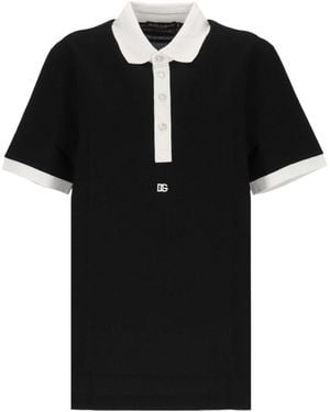 Dolce & Gabbana Dg Logo Embroidered Polo Shirt - Black