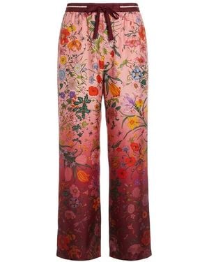 Gucci Printed Silk Trousers - Red