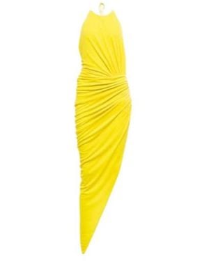 Alexandre Vauthier Ruched Halterneck Midi Dress - Yellow
