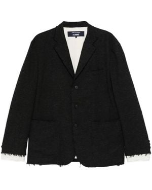 Comme des Garçons Single-Breasted Frayed-Edge Blazer - Black