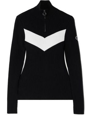 Fusalp Andromede Striped Ribbed-Knit Half-Zip Jumper - Black
