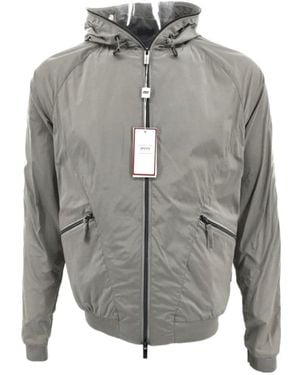 Armani Collezioni Long-Sleeved Zipper Hat Casual Jacket - Gray