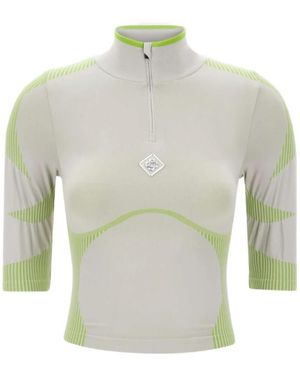 CASABLANCA Ribbed Half-Zip Performance Top - Grey