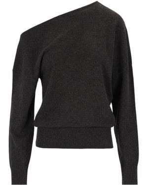 arch4 Wiki Asymmetric One-Shoulder Sweater - Black