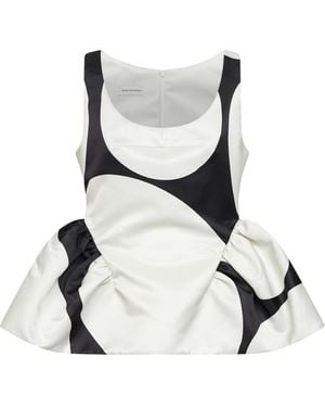 Dries Van Noten Duchess Oversized Ellipses-Print Peplum Top - White