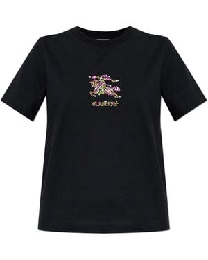 Burberry Logo Printed Crewneck T-Shirt - Black