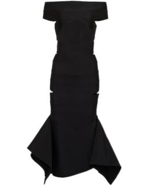 Alexandre Vauthier Off-Shoulder Knit Midi Dress - Black