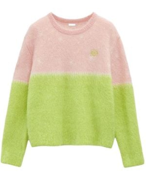 Loewe Logo Embroidered Crewneck Jumper - Green